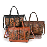 Vintage Top Layer Cowhide Vegetable Tanned Leather Hand Carved Bag