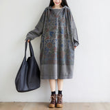 Literary Stitching Hooded Plus Size Slimming Dress