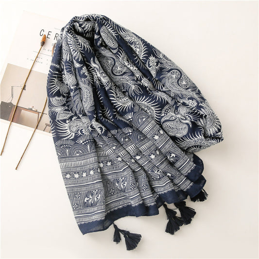 Artistic Print National Style Four Seasons Scarf