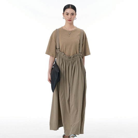 Plus Size Women'S Loose Slim Wrinkled Overalls Skirt