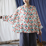 Vintage Literary Ramie Hand Buttoned Long-Sleeved Loose Shirt