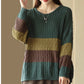 Fashion Knit Loose Colorblock Crew Neck Sweater