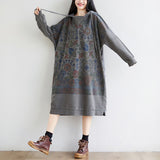 Literary Stitching Hooded Plus Size Slimming Dress