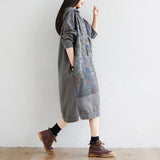 Literary Stitching Hooded Plus Size Slimming Dress