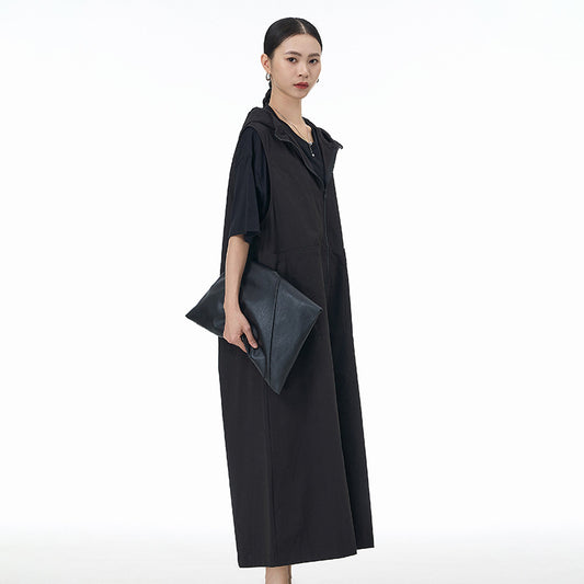 Plus Size Fashion Hooded Zipper Jacket Long Loose Slim Jumpsuit