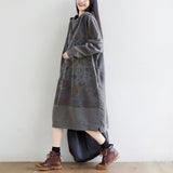 Literary Stitching Hooded Plus Size Slimming Dress
