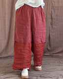 Vintage Artistic Linen Patch Loose Wide-Leg Pants