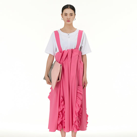 Plus Size Women'S Loose Slim Wrinkled Overalls Skirt