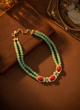 Personality Palace Style Green Double Layer Light Luxury Retro Necklace