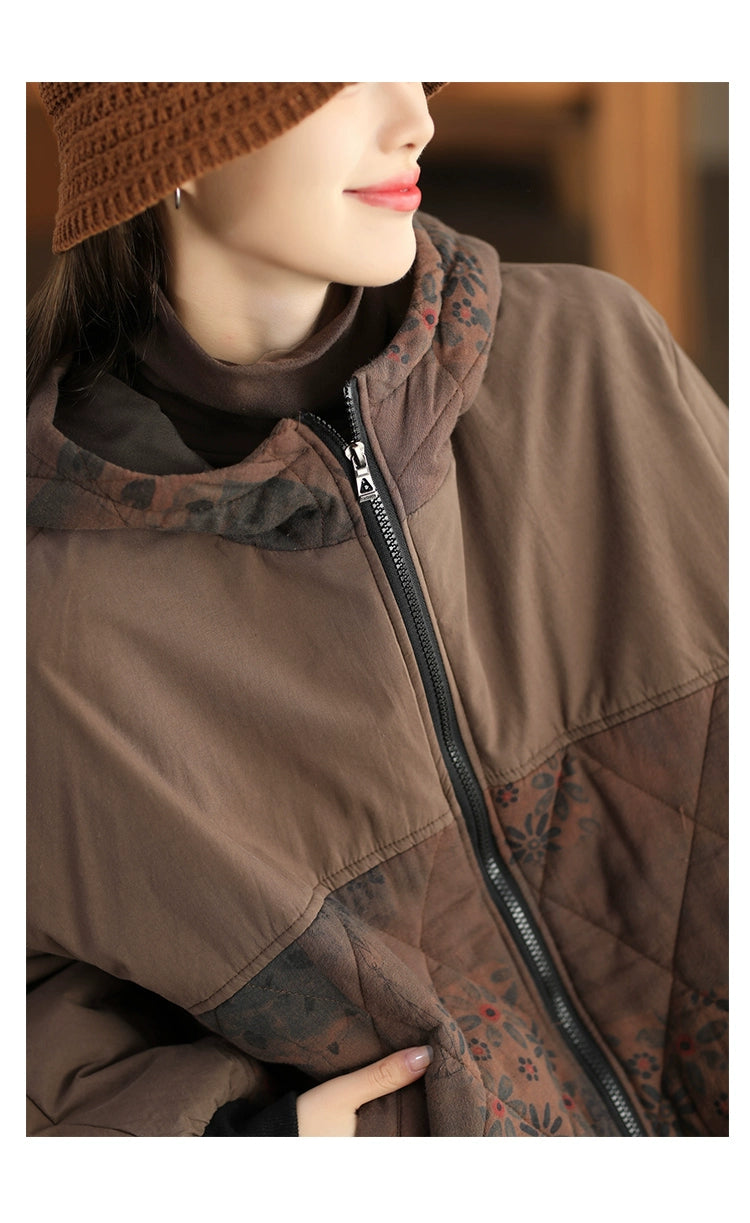 Winter Fried Color Printed Quilted Jacket