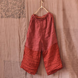 Vintage Artistic Linen Patch Loose Wide-Leg Pants