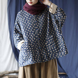 Artistic Retro Round Neck Loose Bat Sleeve Button Jacket