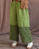 Vintage Artistic Linen Patch Loose Wide-Leg Pants
