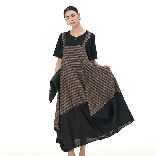 Plus Size Women'S Loose Slim Linen Overalls Skirt