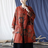 Retro Buttoned Cardigan Stand Collar Loose Long Sleeve Jacket