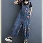Retro Loose Multi-Pocket Denim Overalls With Ankle Straight Legs