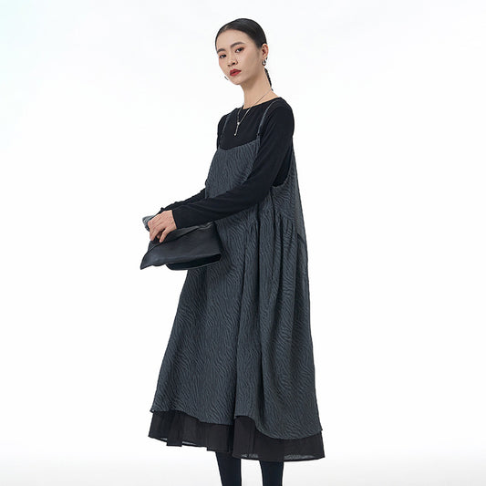 Plus Size Women'S Loose Slim Wrinkled Overalls Skirt
