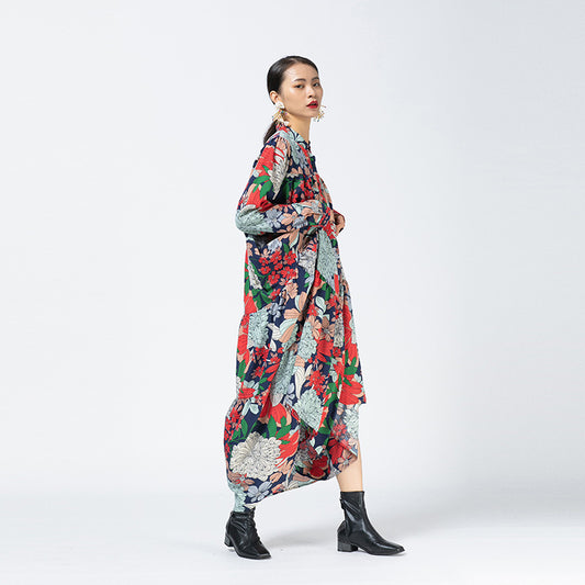 Retro Flower Skirt Cake Skirt Design Niche Plus Size Dress