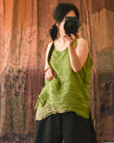 Ramie Camisole Literary Retro Loose Plus Size Top