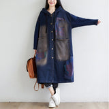 Plus Size Personalized Bat-Sleeve Single-Breasted Printed Coat