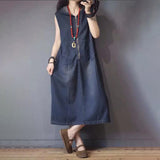 Literary Mosaic Vest Long Loose Oversized Sleeveless Dress