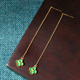 Retro Simple Imitation Jade Long Tassel Stud Earrings