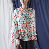 Vintage Literary Ramie Hand Buttoned Long-Sleeved Loose Shirt