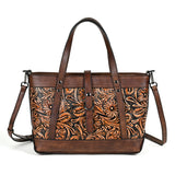 Vintage Top Layer Cowhide Vegetable Tanned Leather Hand Carved Bag