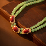Personality Palace Style Green Double Layer Light Luxury Retro Necklace