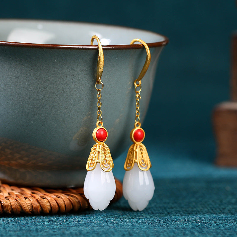 Retro Literary And Ancient Gold-Plated Earrings