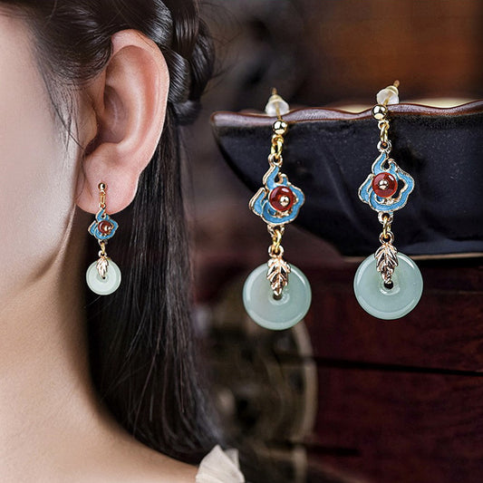 Boucles d'oreilles à boucle de paix géométrique vintage