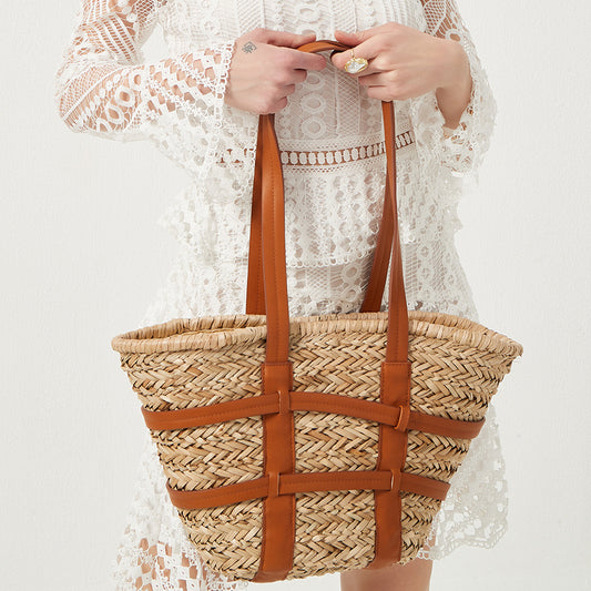 Hand-Made Large Capacity Single Shoulder Rattan Bag