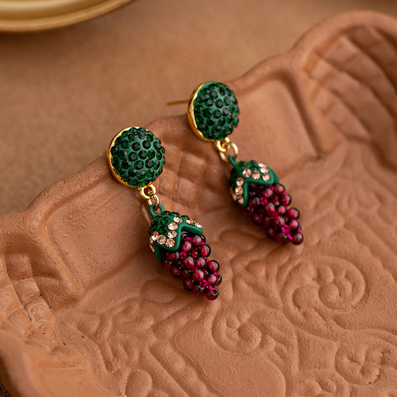 High-End Fashion Light Luxury Grape Earrings