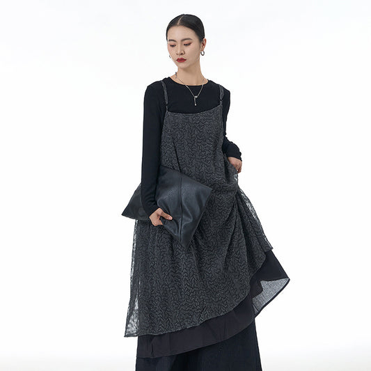 Plus Size Women'S Loose Slim Wrinkled Overalls Skirt