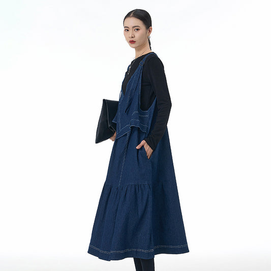 Large Size Loose Slim Denim Overalls Skirt