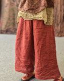 Literary Retro Straight-Leg Pants Comfortable Elastic Waist Casual Pants