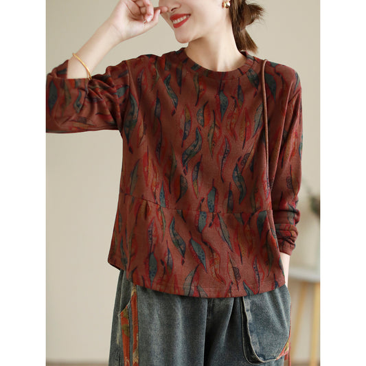 T-shirt vintage à col rond et patchwork floral en coton