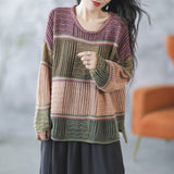 Color Block Sweater Design Hollow Contrast Sweater