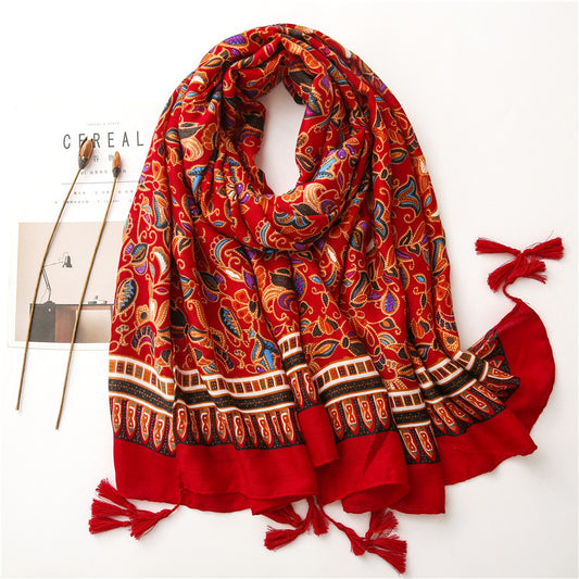 Artistic Print National Style Four Seasons Scarf