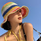 Chapeau de paille arc-en-ciel rayé, chapeau de soleil de protection solaire