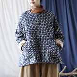 Artistic Retro Round Neck Loose Bat Sleeve Button Jacket
