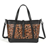 Vintage Top Layer Cowhide Vegetable Tanned Leather Hand Carved Bag