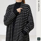 Large Size Knitted Loose Slouchy Style Striped Color Block Sweater