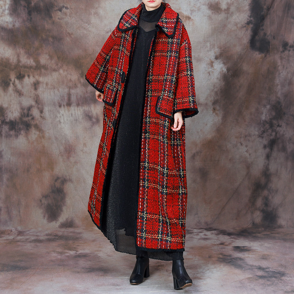 Winter Plaid Woolen Coat Fashionable Temperament Woolen Coat
