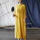 Artsy Vintage Stand Collar Tray Buckle Long Solid Color Dress