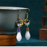 Vintage Style Classic Painted Enamel Magnolia Earrings
