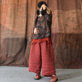 Literary Retro Straight-Leg Pants Comfortable Elastic Waist Casual Pants