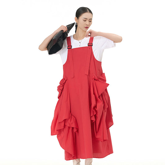 Plus Size Women'S Loose Slim Wrinkled Overalls Skirt