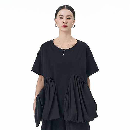 Designer Big Pocket T-Shirt Loose Slim Design Short-Sleeved Top