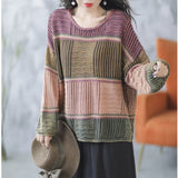 Color Block Sweater Design Hollow Contrast Sweater